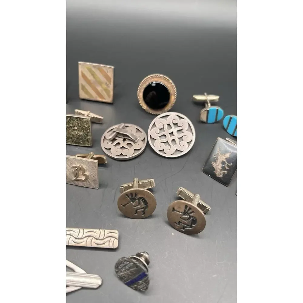 Sterling Silver Cufflinks Lot Vintage Taxco Siam Other Single Craft Scrap AS IS